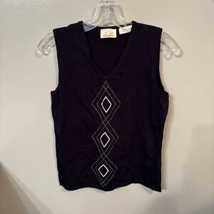 EP Pro Dark Navy Blue V-neck Sleeveless Knit Sweater Vest (Women's Small)